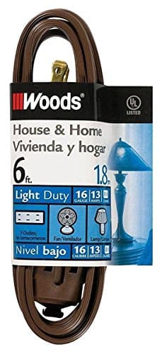Woods 6ft 16 Gauge 3-Outlet Cube Tap Extension Cord, Brown