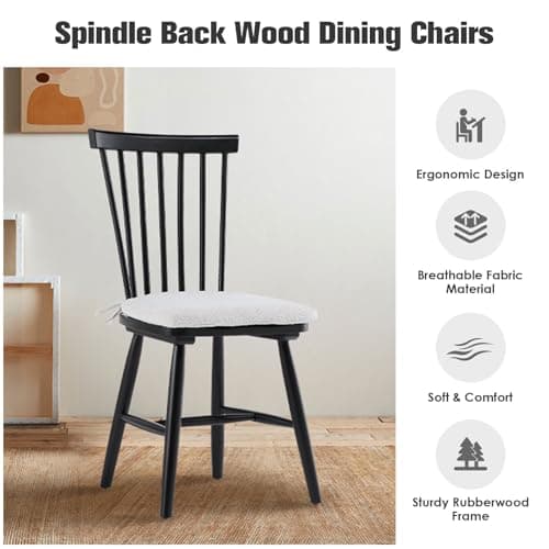COLAMY Windsor Dining Chairs Set of 4, Black