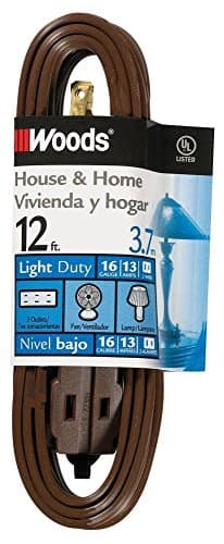 Woods 12ft 16 Gauge SPT-2 3-Outlet Cube Tap Extension Cord, Brown