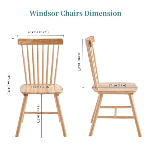 Wooden Dining Chairs Set of 4, Windsor Style for Kitchen Room