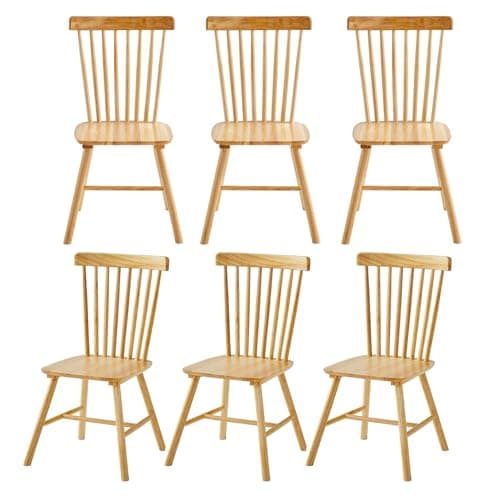 Wooden Dining Chairs Set of 4, Windsor Style for Kitchen Room — 6p Oak