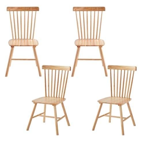 Wooden Dining Chairs Set of 4, Windsor Style for Kitchen Room — 4p Oak