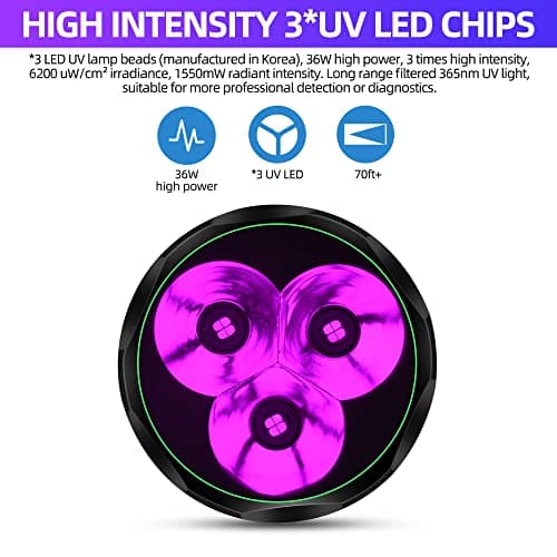 Rechargeable 36W Powerful Portable Handheld UV Blacklight Flashlight for Resin Curing, Minerals, Leak Detection