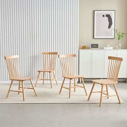 Wooden Dining Chairs Set of 4, Windsor Style for Kitchen Room
