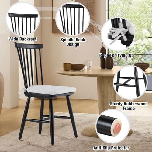 COLAMY Windsor Dining Chairs Set of 4, Black