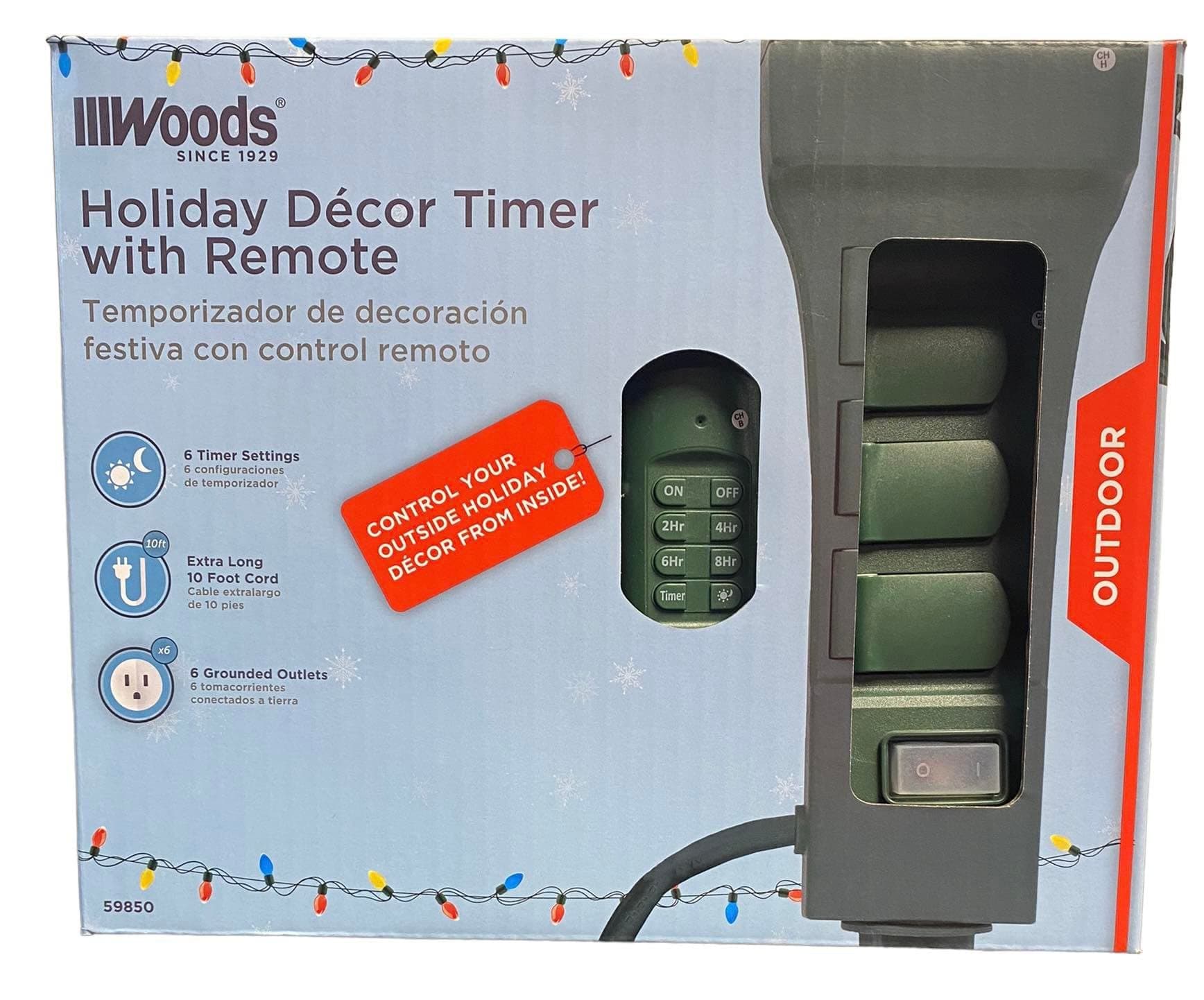 Outdoor Holiday Decor Timer with Remote for Woods